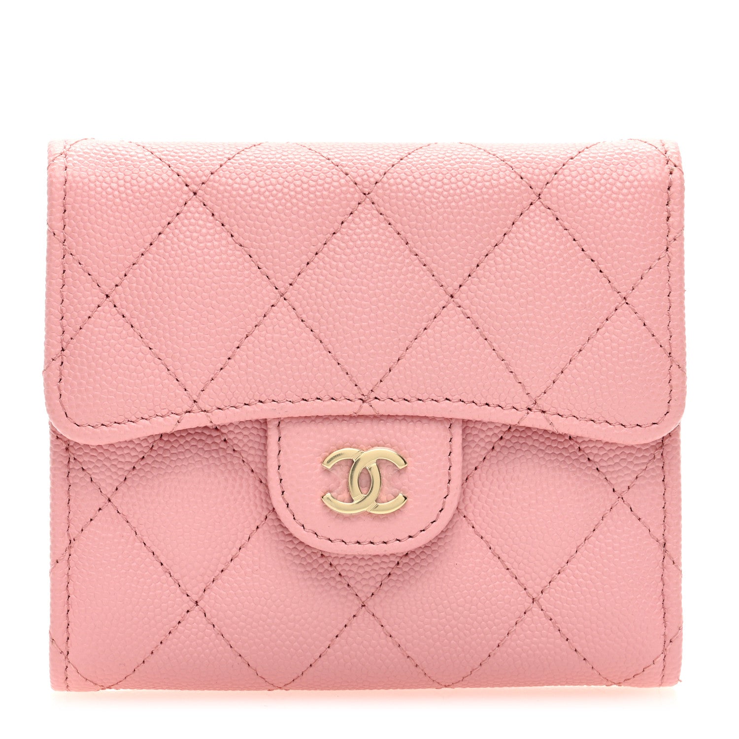 Chanel Caviar Quilted Compact Flap Wallet Light Pink 1 of 7