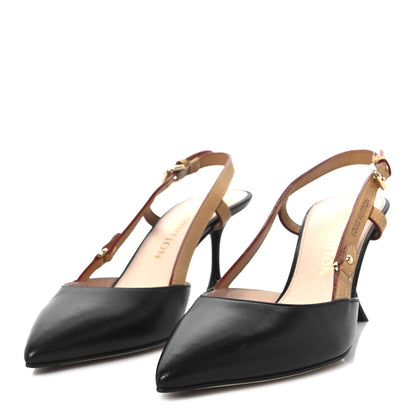 Louis Vuitton Calfskin Blossom Slingback Pump 37.5 Black 4 of 8