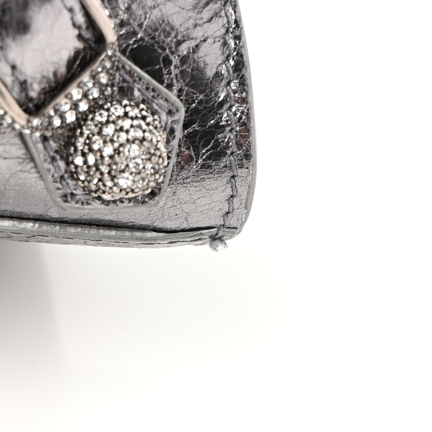 Balenciaga Agneau Arena Crystal Neo Cagole Handbag XS Silver 11 of 12