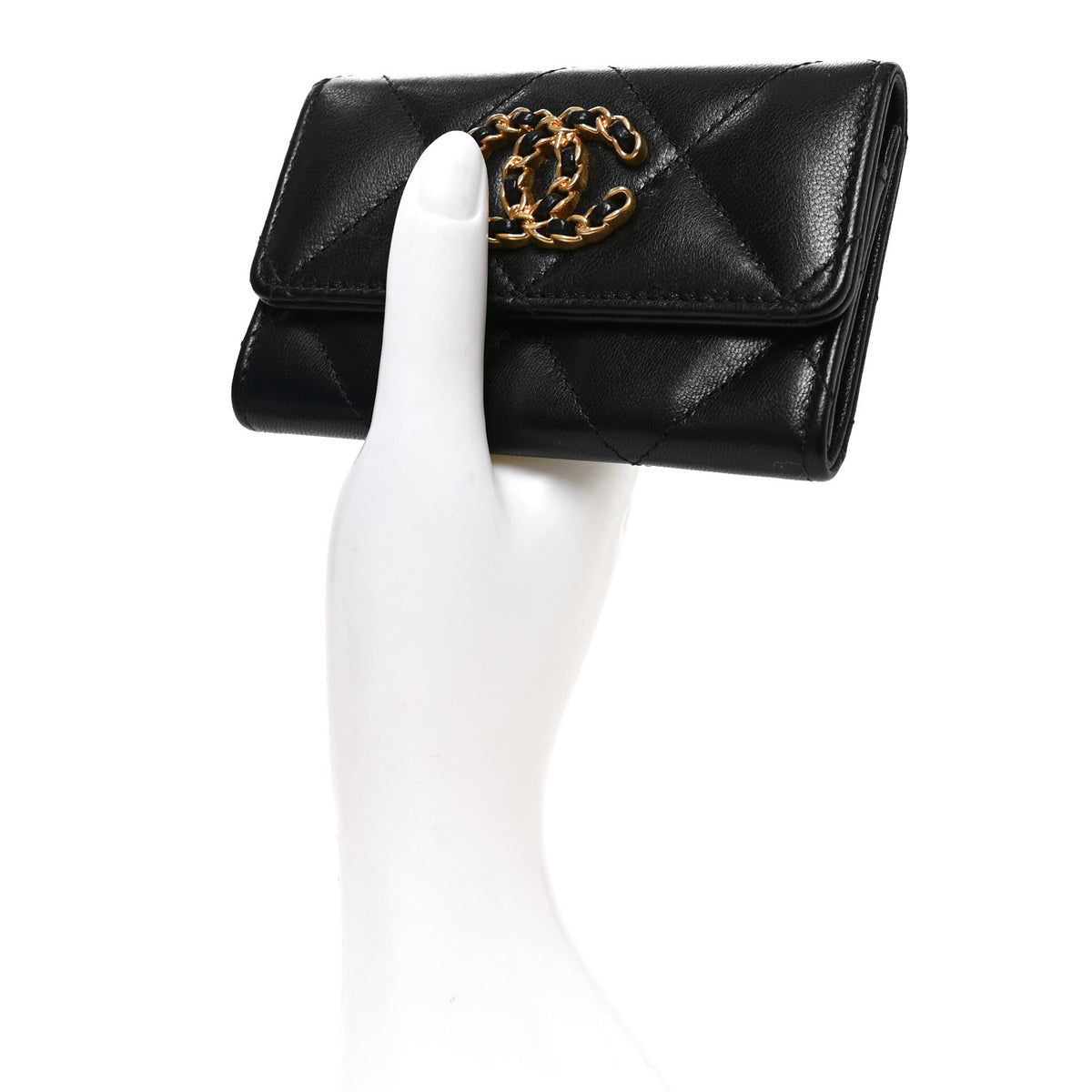 Chanel Lambskin Quilted Chanel 19 Flap Card Holder Black 2 of 8