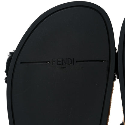 Fendi Shearling FF Fendi Feel Sandals 38.5 Tobacco Black 9 of 9