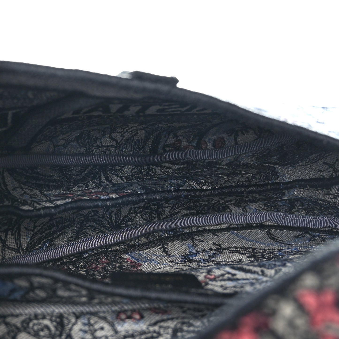 Canvas Embroidered Jardin Magique Saddle Bag Denim Multicolor