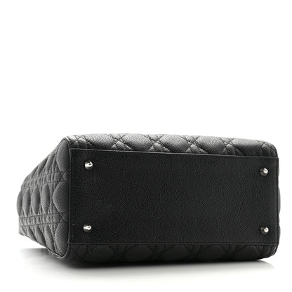 Christian Dior Grained Calfskin Cannage Medium Lady Dior Black 4 of 11