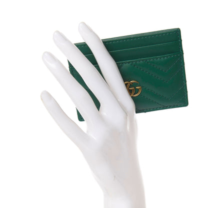 Gucci Calfskin Matelasse GG Marmont Card Holder Emerald Green 2 of 7