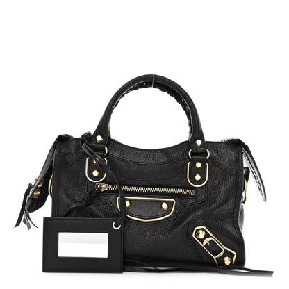 Balenciaga Chevre Gold Metallic Edge Hardware Mini City Black 1 of 9