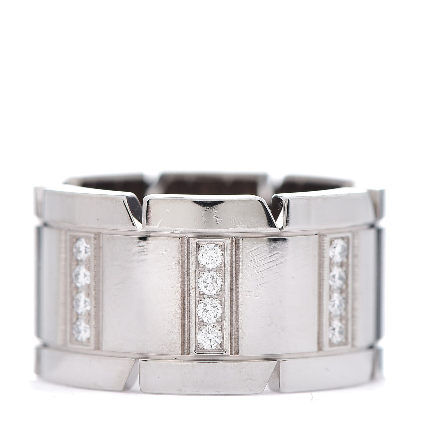 18K White Gold Diamond 11mm Tank Francaise Ring 52 6