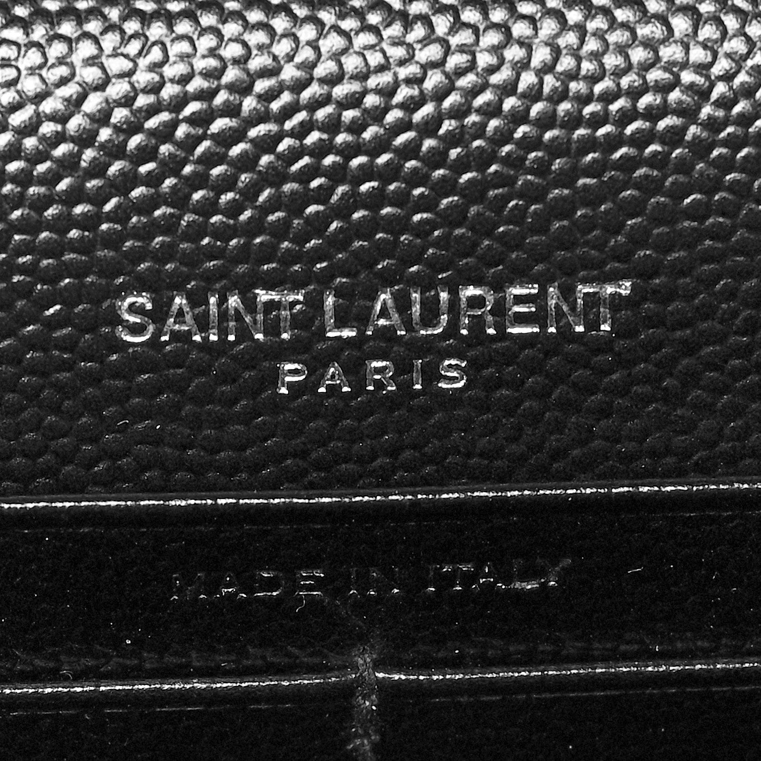 Saint Laurent Grain De Poudre Matelasse Chevron Monogram Envelope Chain Wallet Pearl White Black 7 of 10