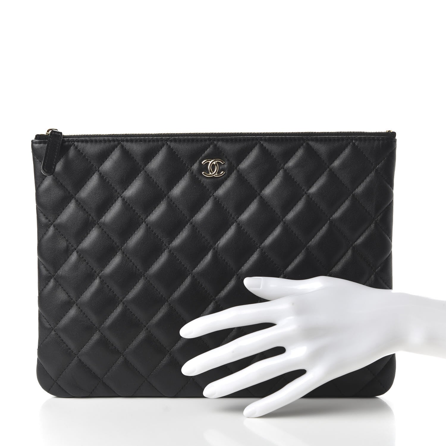 Chanel Lambskin Quilted Medium Cosmetic Case Black 2 of 11