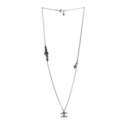 Chanel Ruthenium Crystal CC Necklace Iridescent Purple 3 of 7