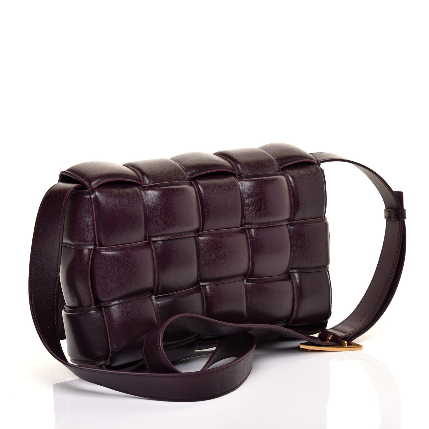 Nappa Maxi Intreccio Padded Cassette Crossbody Bag Grape