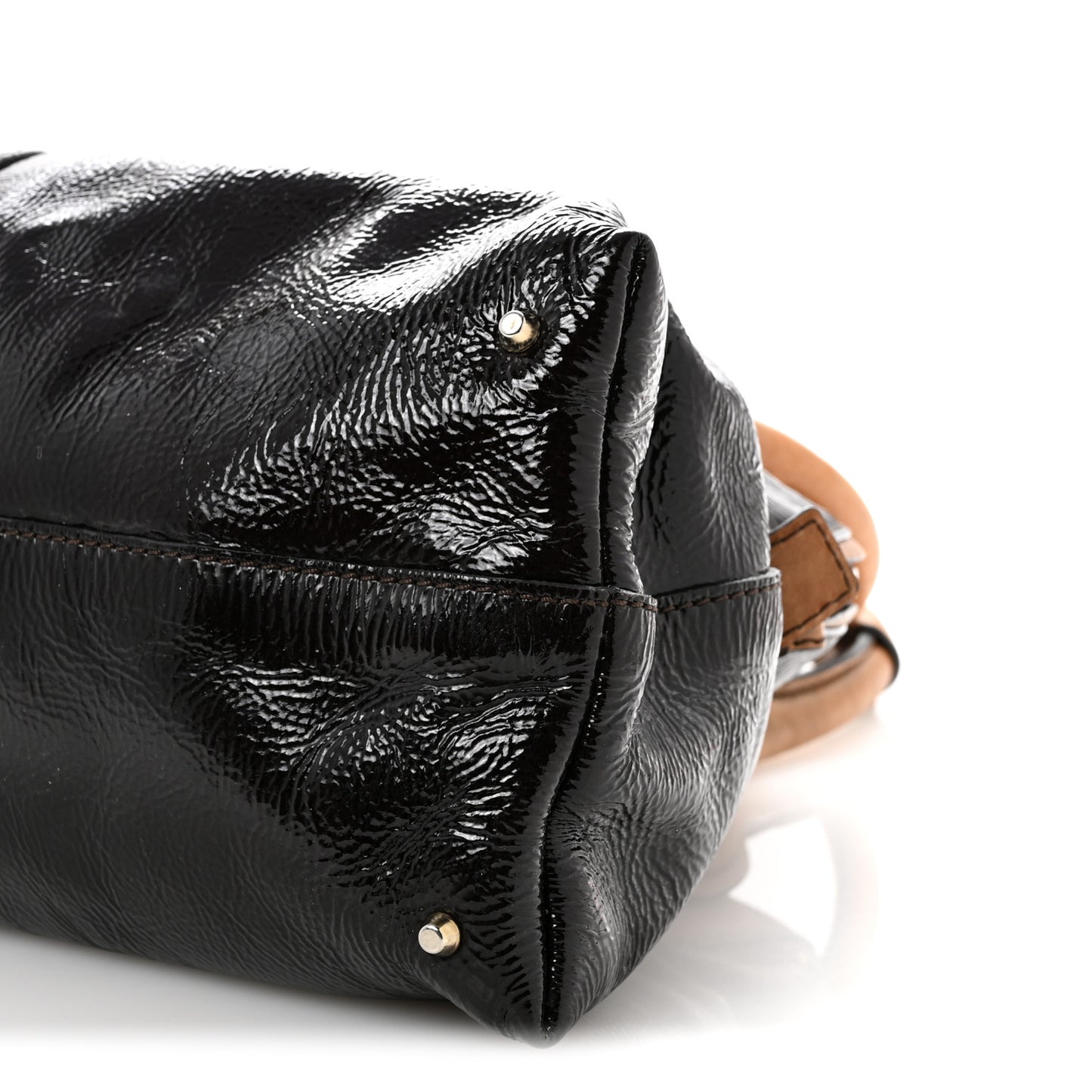 Patent Lambskin Medium Paddington Satchel Dark Brown