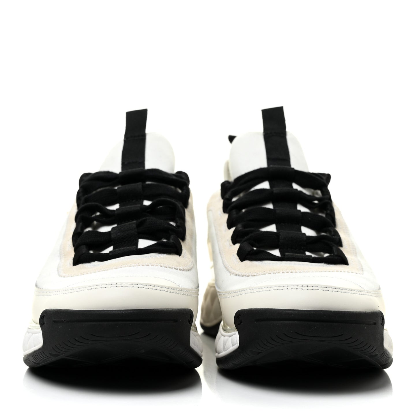 Velvet Calfskin Mixed Fibers CC Sneakers 41 Ivory Black