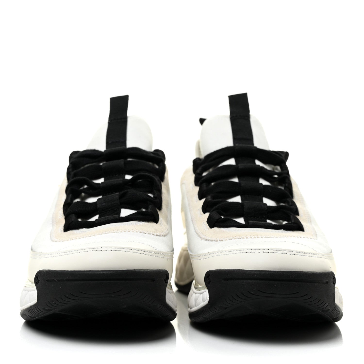 Chanel Velvet Calfskin Mixed Fibers CC Sneakers 41 Ivory Black 2 of 11