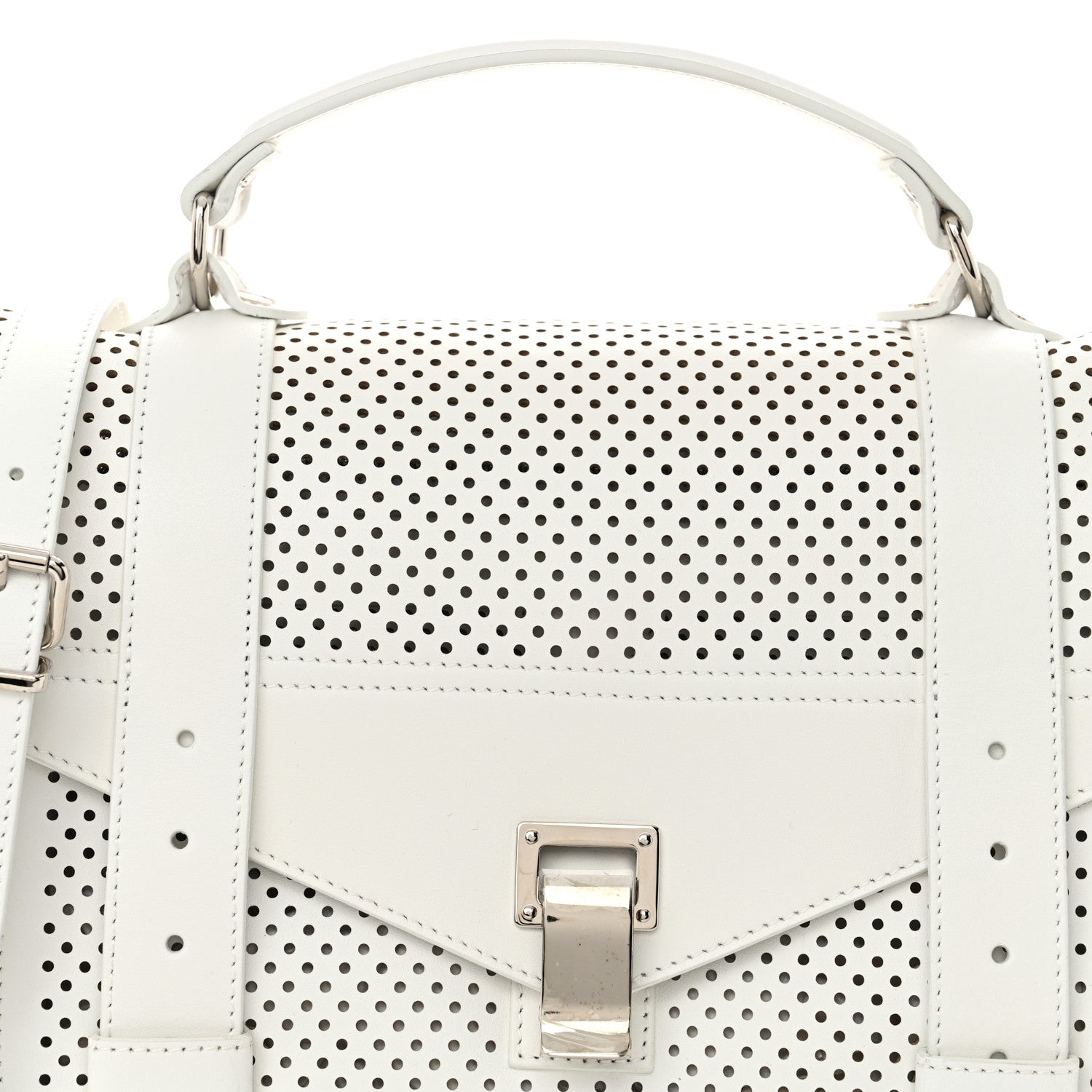 Proenza Schouler Lambskin Perforated Medium PS1 Satchel White 7 of 12