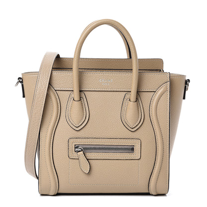 Celine Drummed Calfskin Nano Luggage Dune 1 of 11