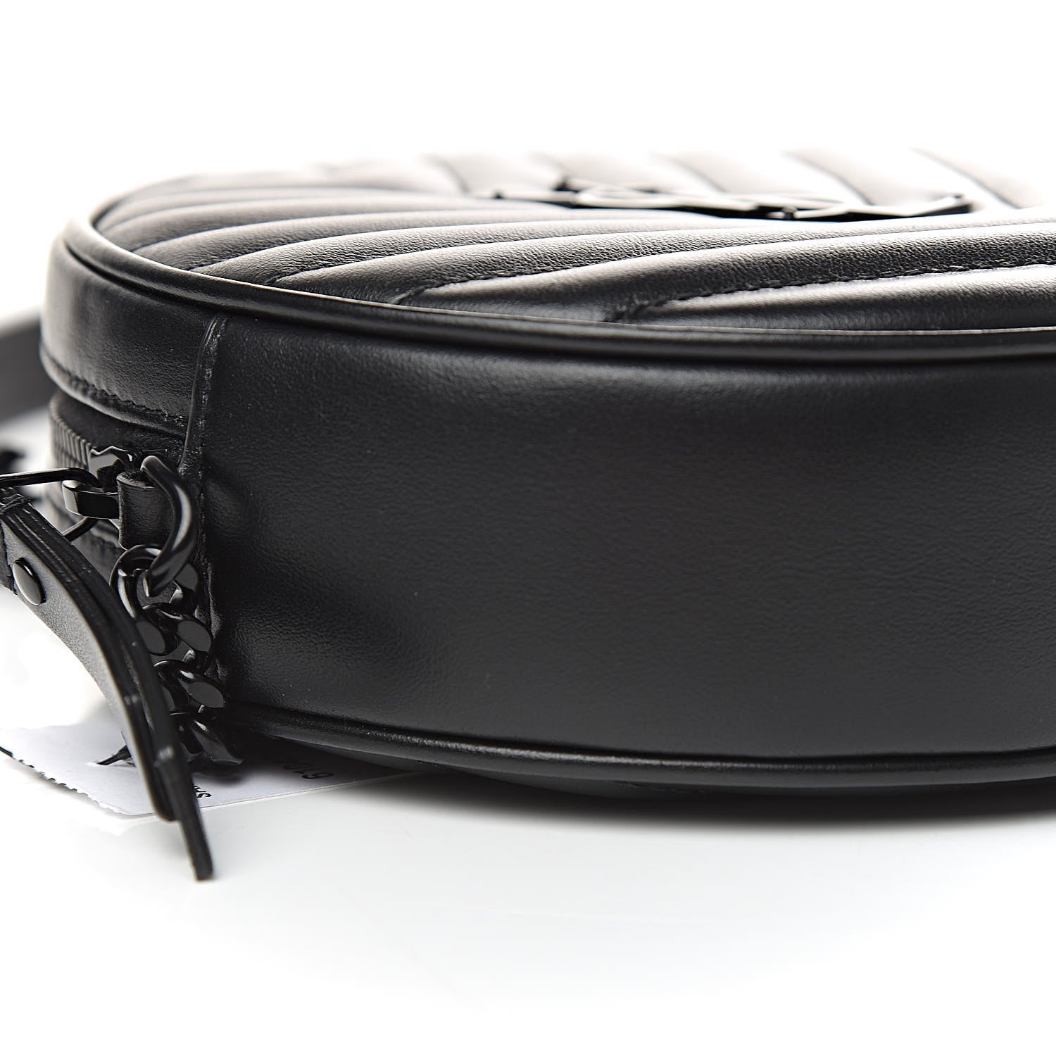 Saint Laurent Calfskin Matelasse Chevron Round Vinyle Camera Bag Black 7 of 9