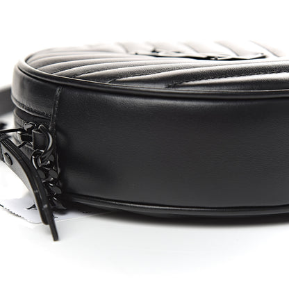 Saint Laurent Calfskin Matelasse Chevron Round Vinyle Camera Bag Black 7 of 9