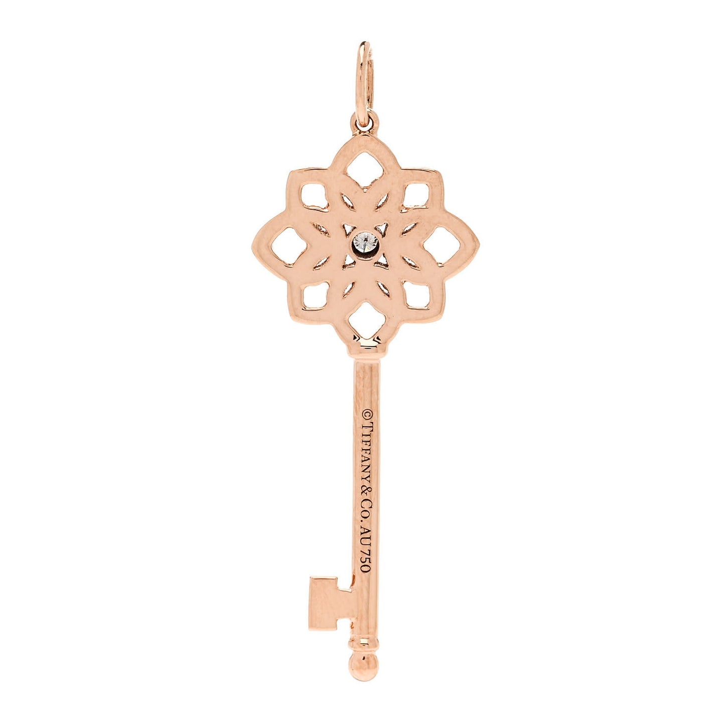 18K Rose Gold Diamond Medium Woven Key Pendant