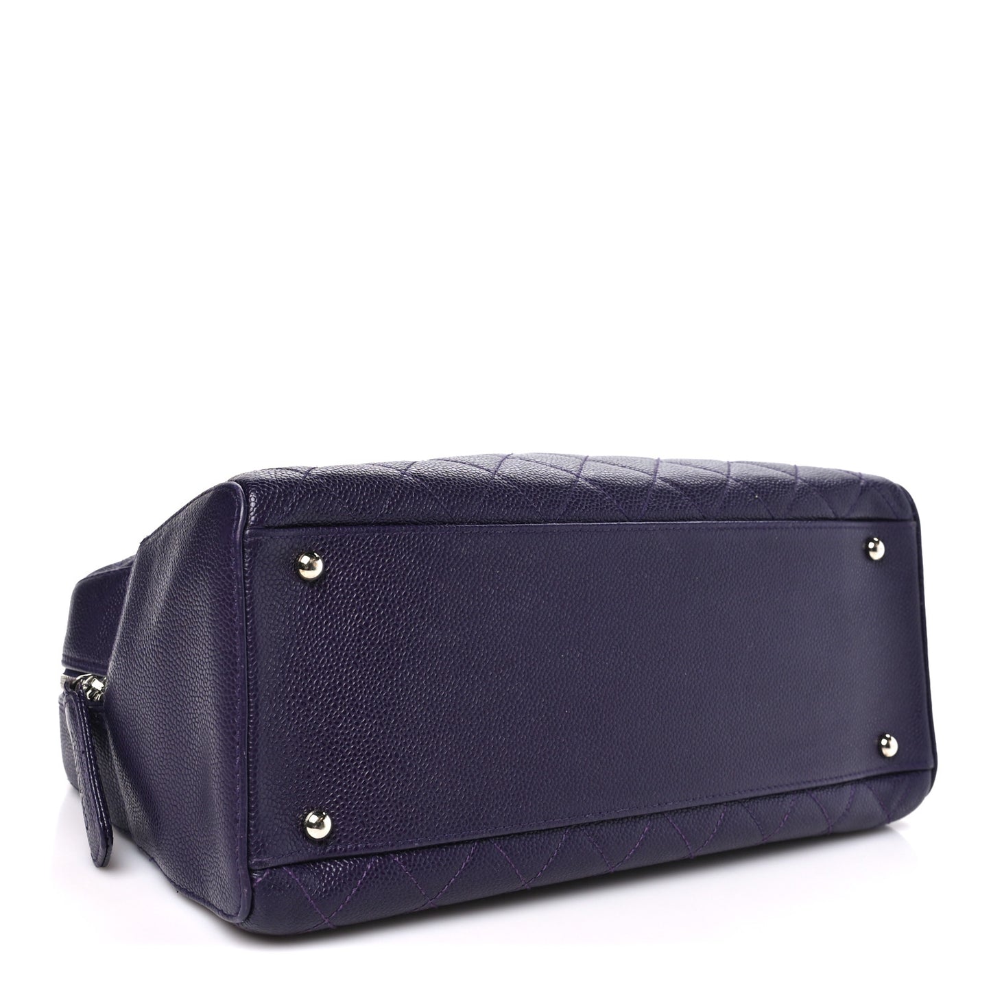 Caviar Quilted Bowler Dark Purple
