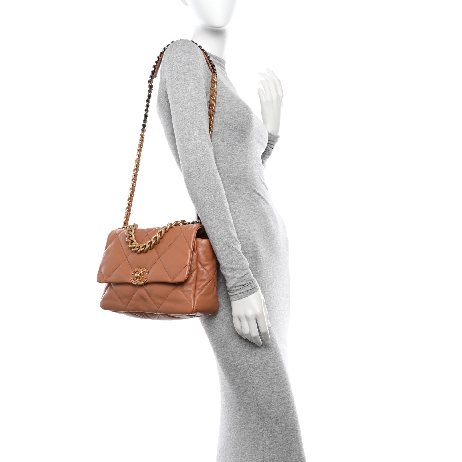 Chanel Lambskin Quilted Large Chanel 19 Flap Brown 2 of 12
