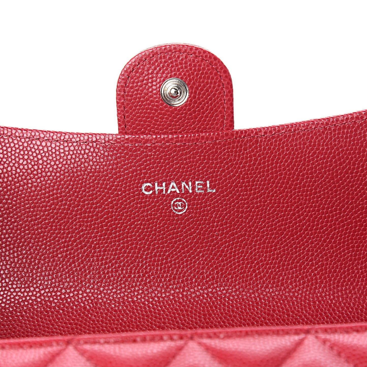 Caviar Quilted Large Gusset Flap Wallet Pink