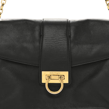 Salvatore Ferragamo Calfskin Gancio Lock Shoulder Bag Black 7 of 13