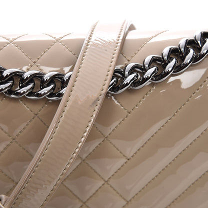 Chanel Patent Chevron Medium Boy Flap Beige 8 of 16