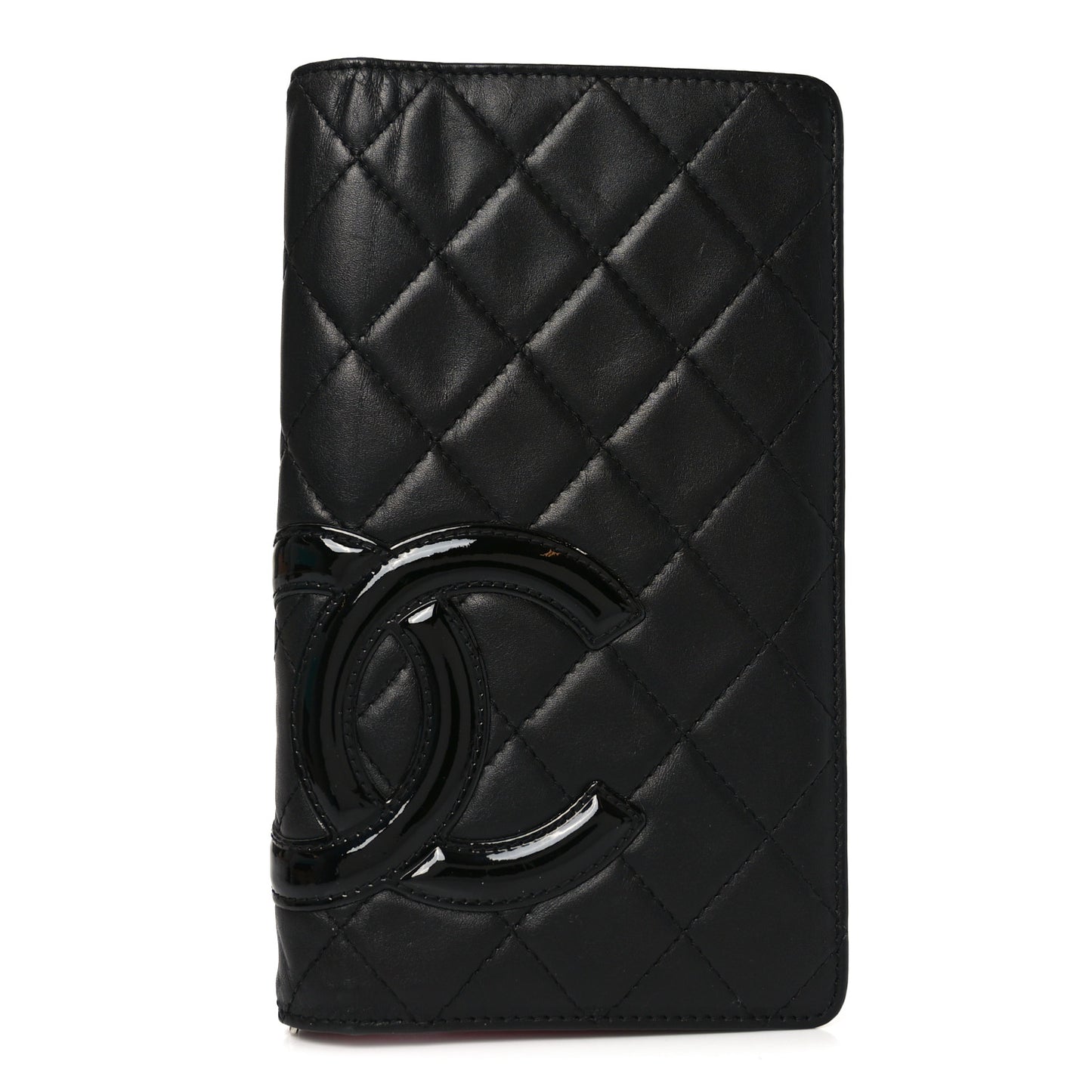 Calfskin Quilted Cambon Yen Wallet Black