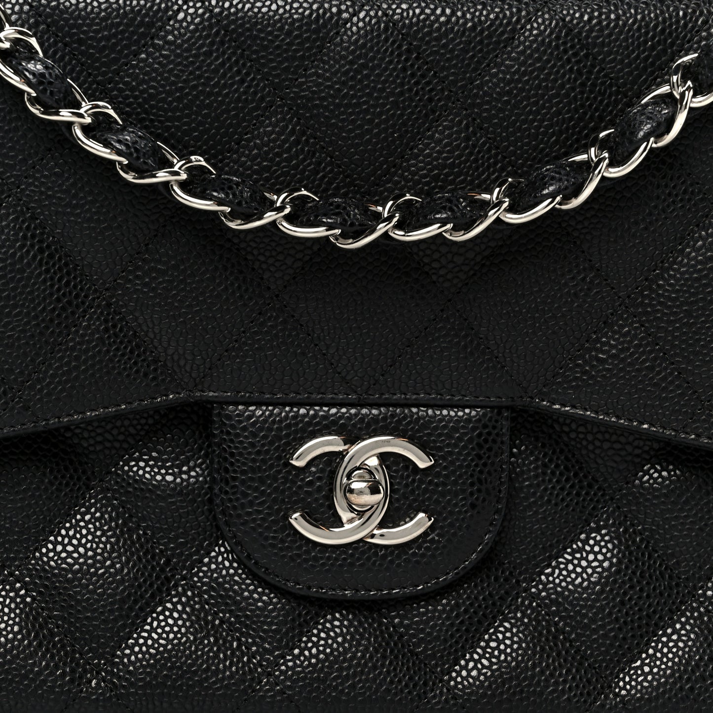 Caviar Quilted Jumbo Double Flap Black