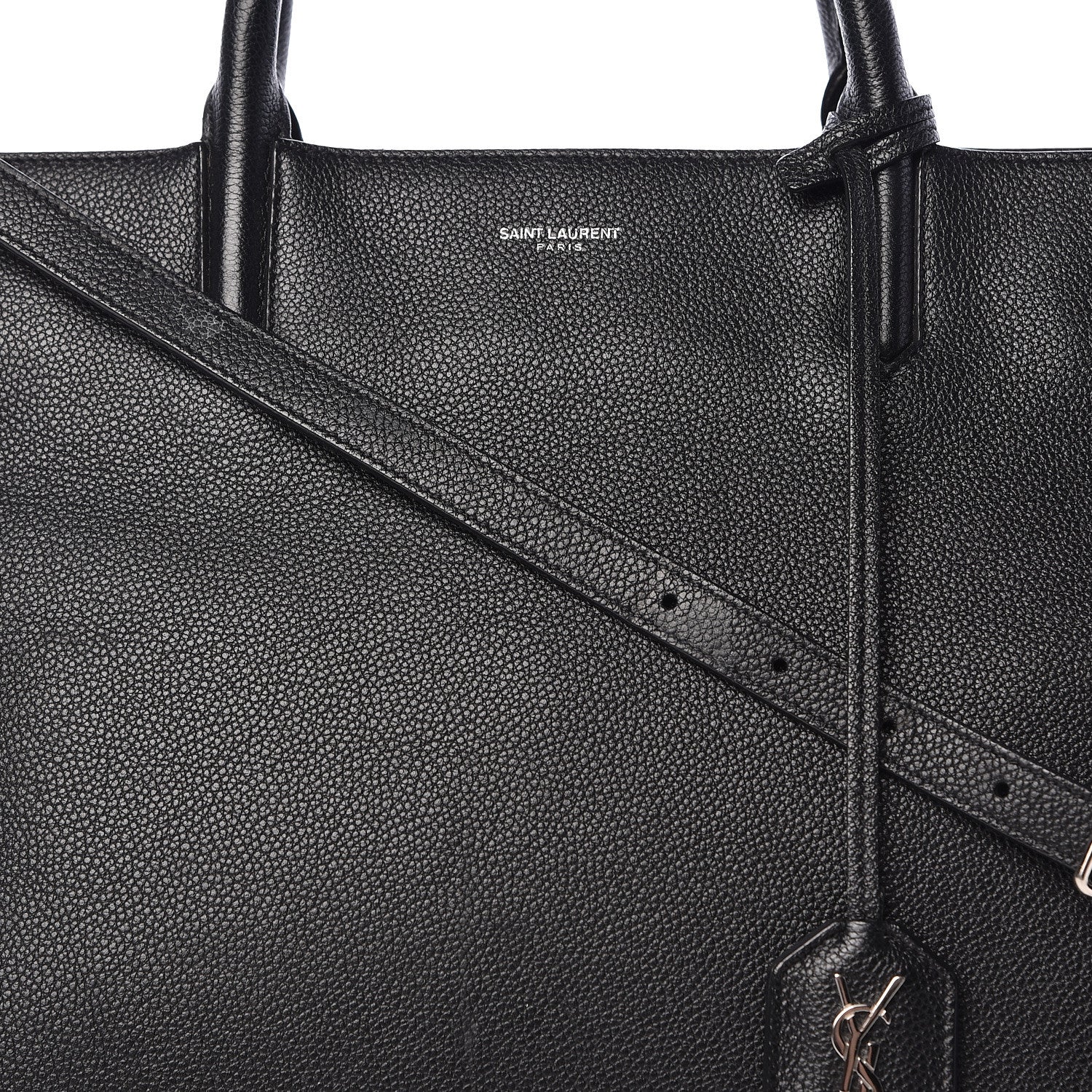 Saint Laurent Grained Calfskin Medium Rive Gauche Cabas Black 16 of 22