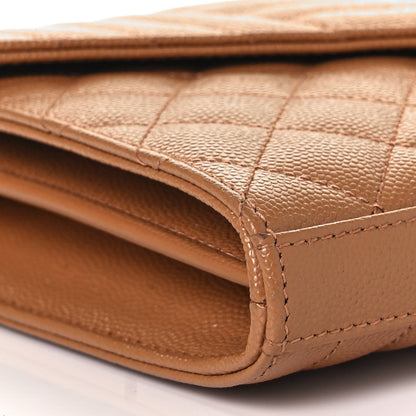Saint Laurent Grain De Poudre Mixed Matelasse Triquilt Monogram Chain Wallet Dune 6 of 8