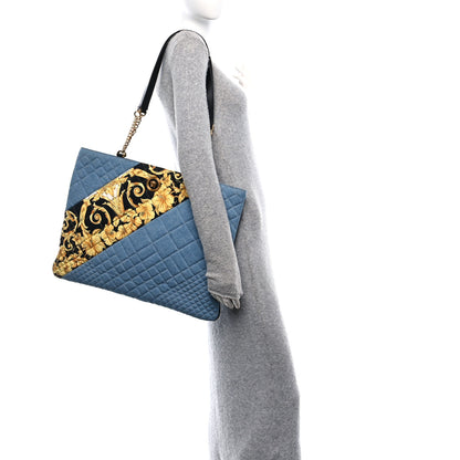 Versace Denim Printed Barocco Shopping Tote Dusk Blue Multicolor 3 of 10