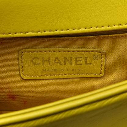 Chanel Calfskin Chevron Quilted Small Boy Flap Yellow 8 of 13