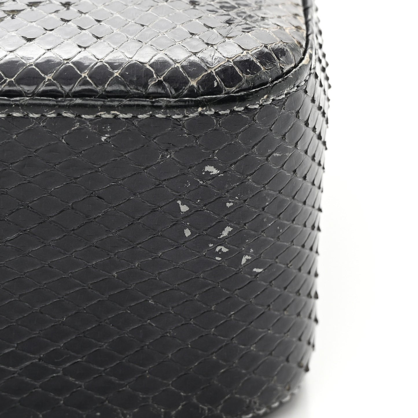 Metallic Snakeskin Medium Double Flap Light Blue