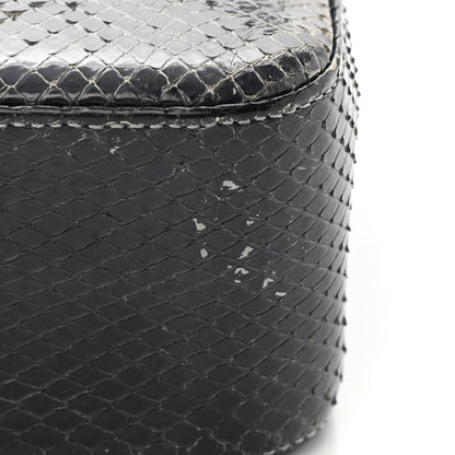 Chanel Metallic Snakeskin Medium Double Flap Light Blue 16 of 18