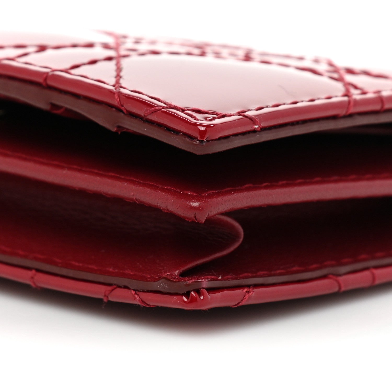 Christian Dior Patent Cannage Small Lady Dior Flap Card Holder Scarlet 8 of 9