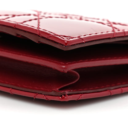 Christian Dior Patent Cannage Small Lady Dior Flap Card Holder Scarlet 8 of 9