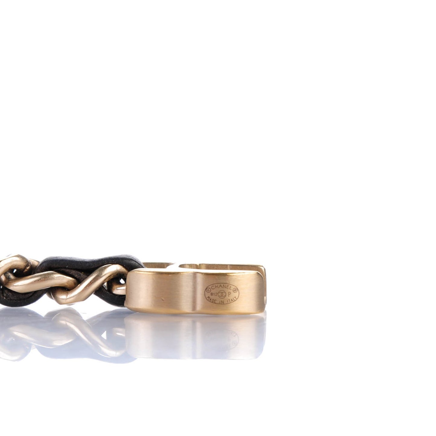 Lambskin CC Turnlock Chain Bracelet Black Gold