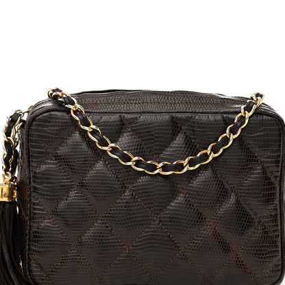 Chanel Lizard Quilted Tassel Camera Case Brown 8 of 15