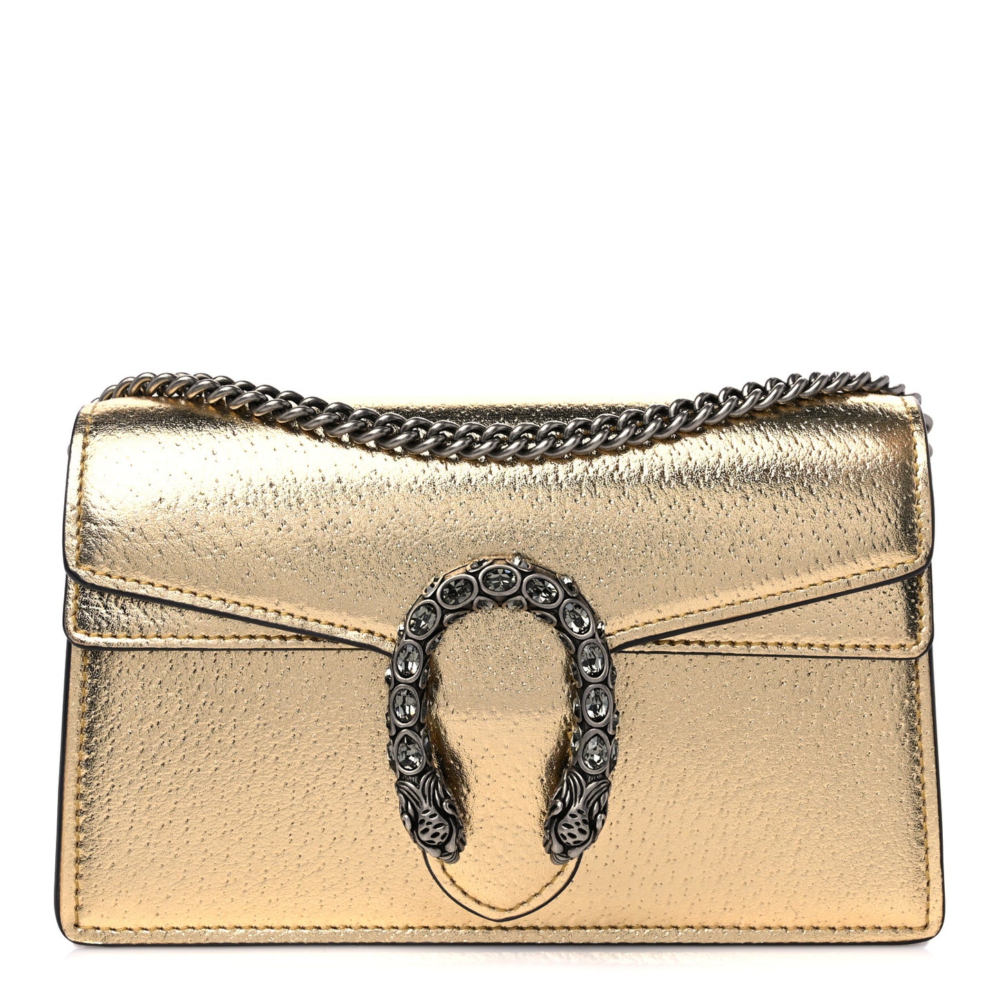 Metallic Calfskin Super Mini Dionysus Shoulder Bag Gold