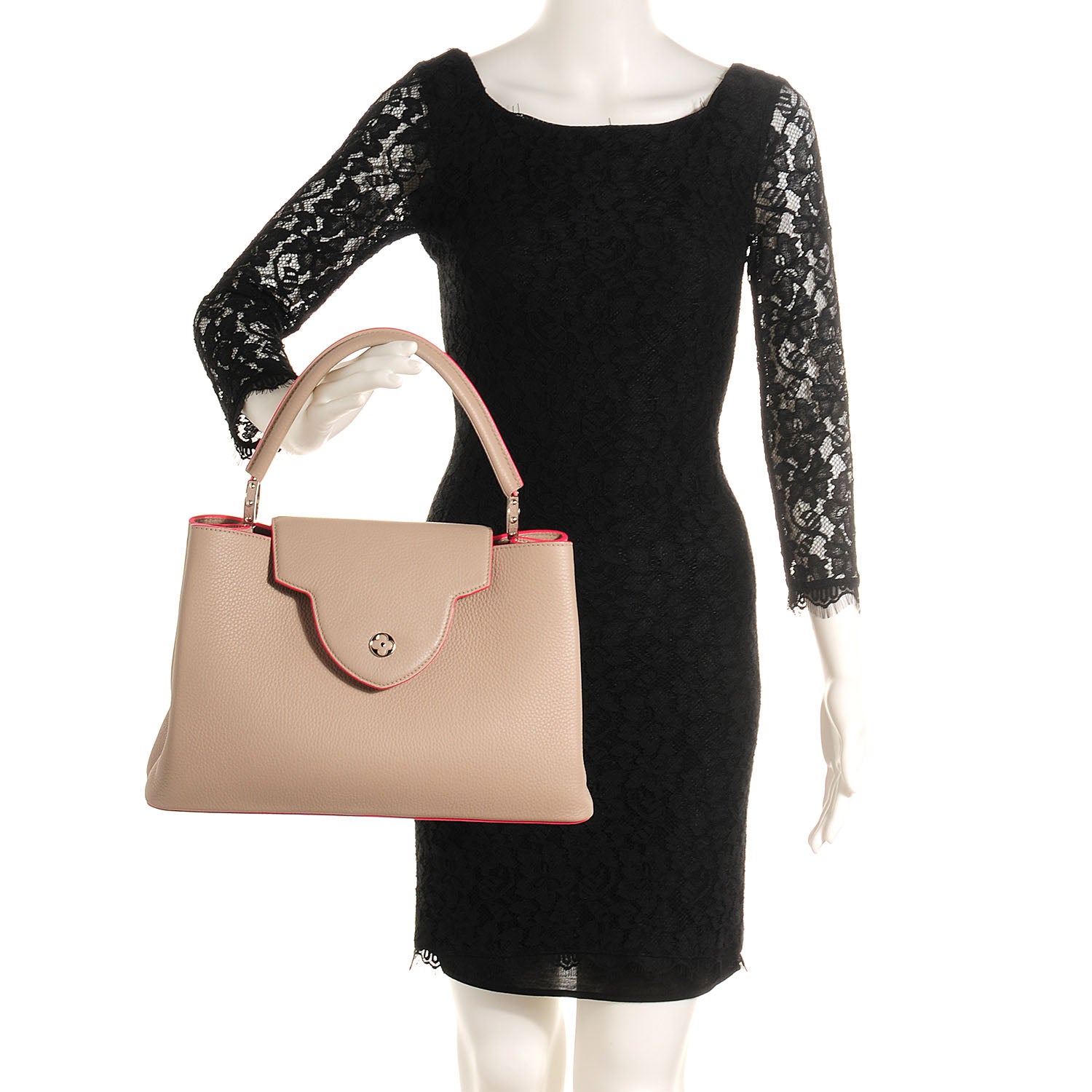 Louis Vuitton Taurillon Capucines MM Galet Litchi 2 of 8