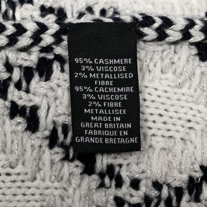 Chanel Cashmere Blend CC Beanie Hat With Gloves Set White Navy Blue 3 of 5