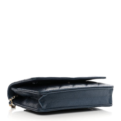 Chanel Iridescent Caviar Quilted Wallet On Chain WOC Blue 3 of 10