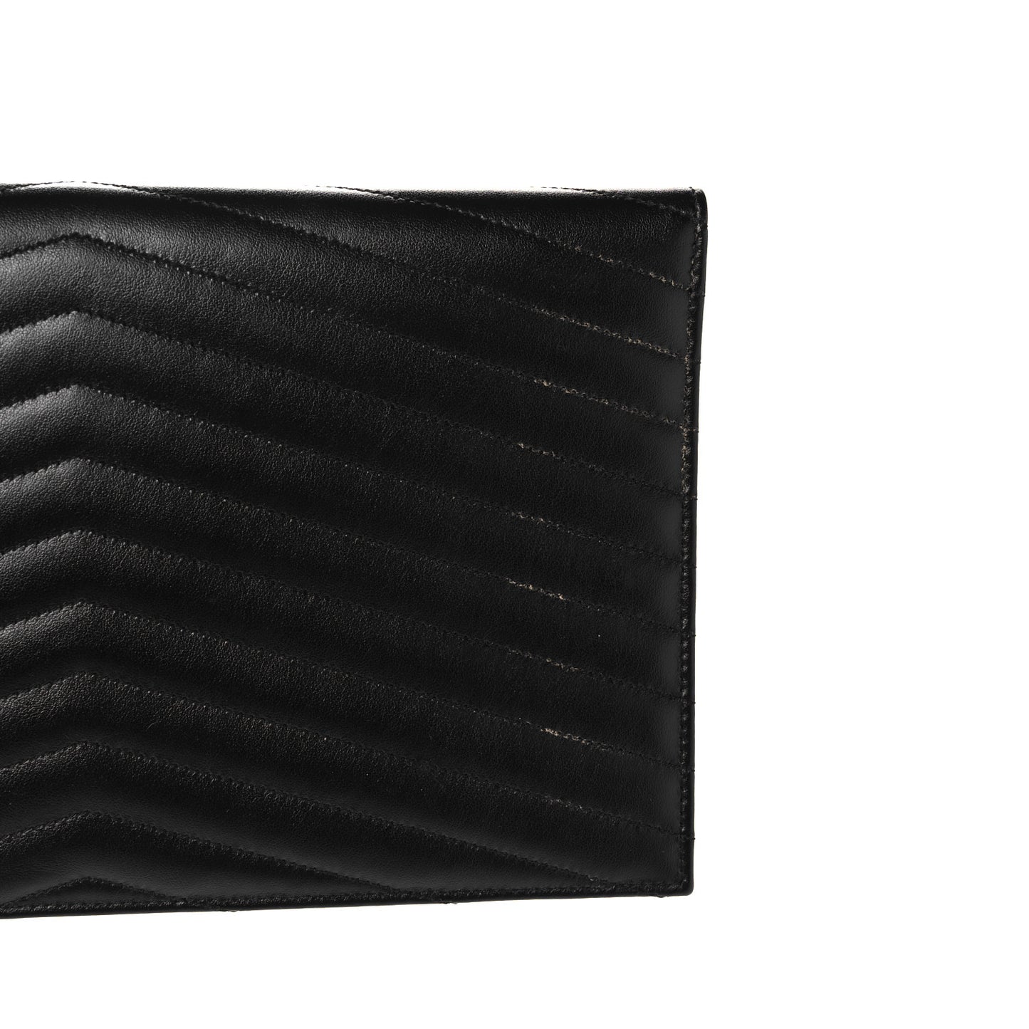 Calfskin Matelasse Chevron Monogram Uptown Clutch Black