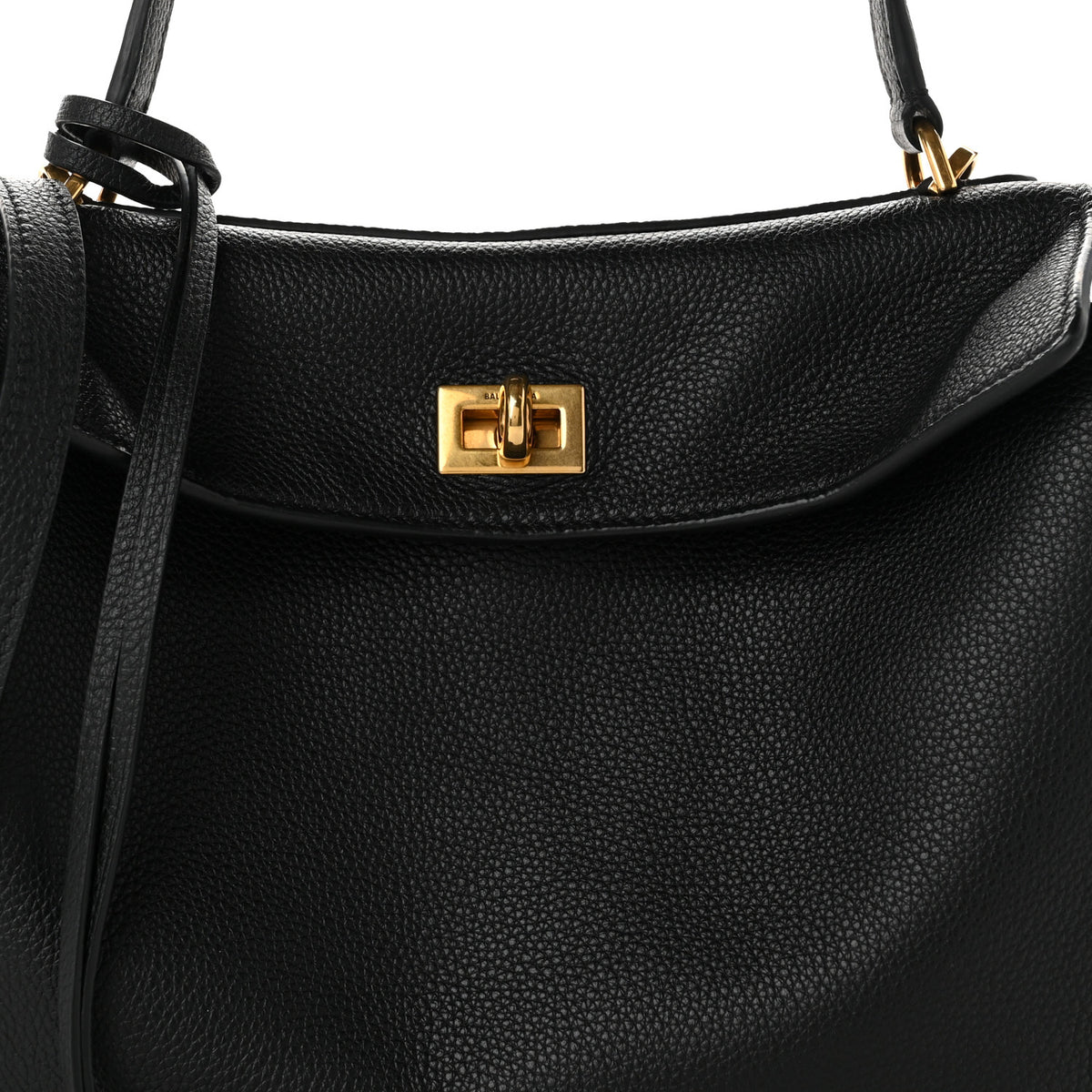 Grained Calfskin Small Rodeo Top Handle Handbag Black