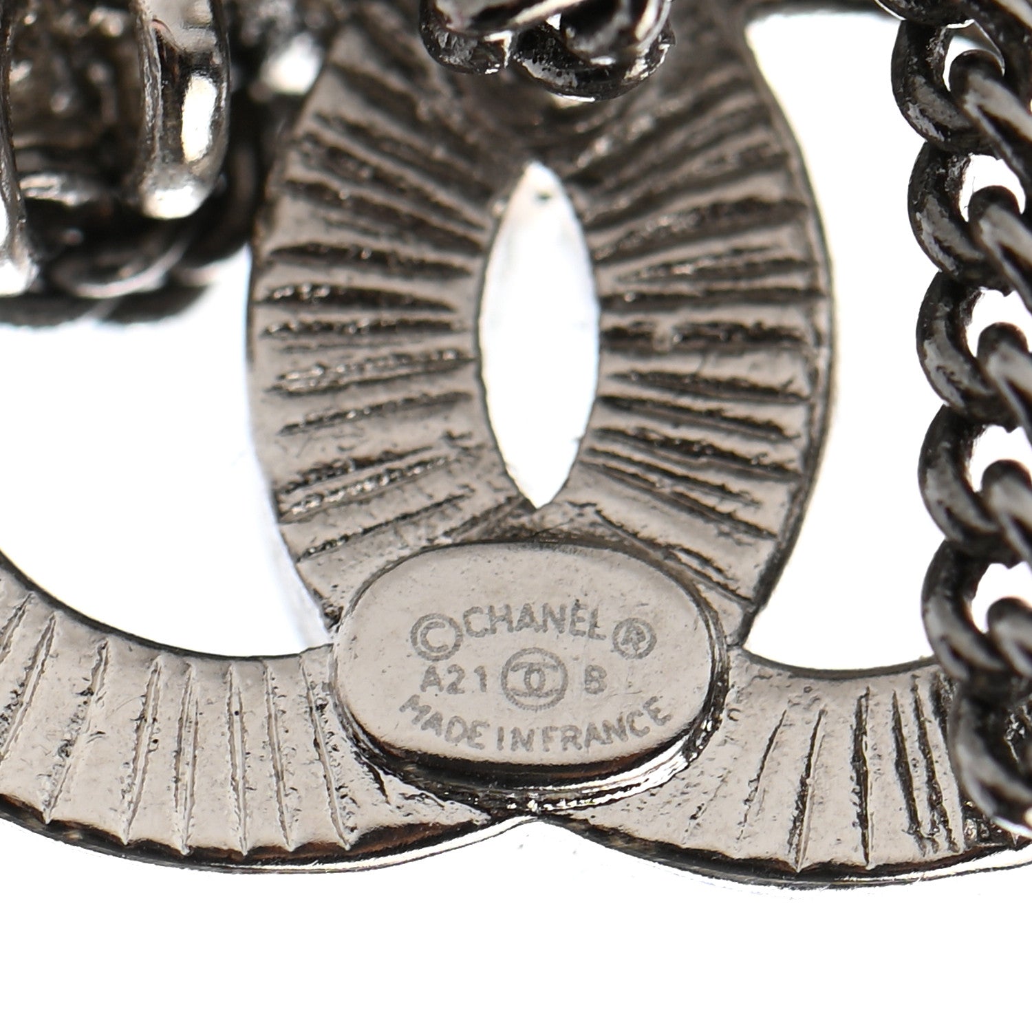Chanel Crystal Chain CC Earrings Silver 4 of 4