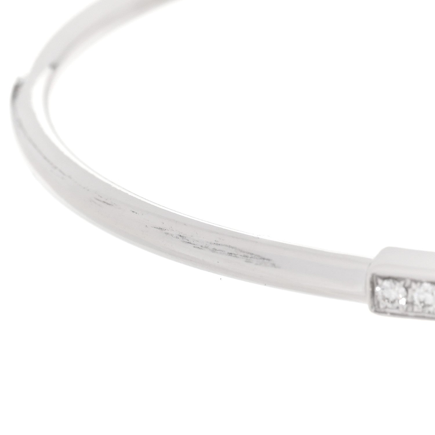 Tiffany 18K White Gold Diamond T Wire Bracelet 4 of 5