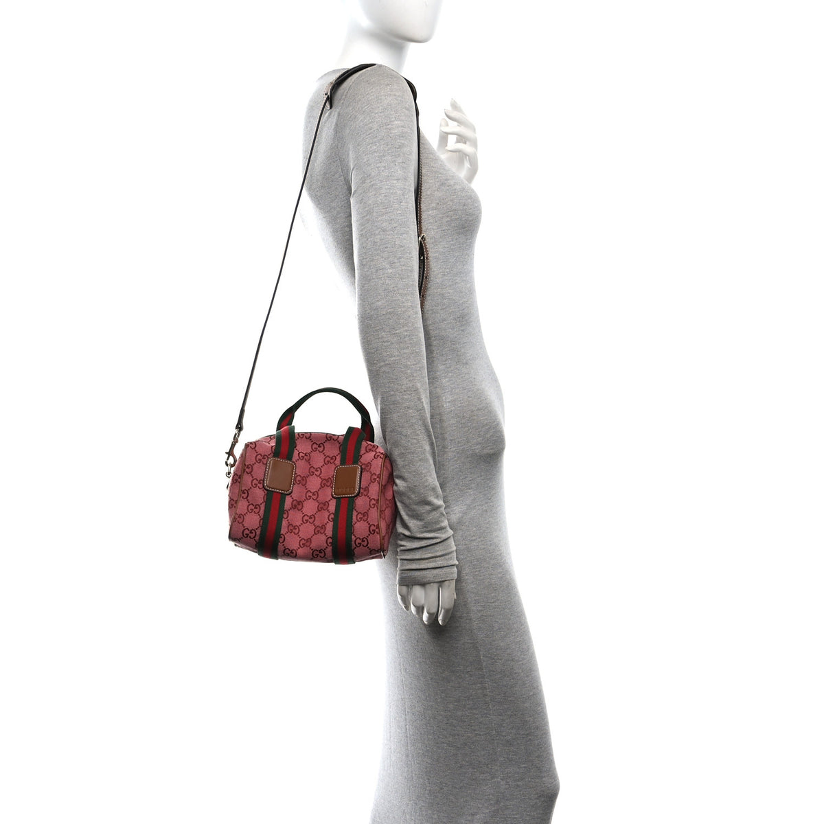 Gucci GG Supreme Web Mini GG Top Handle Bag Pink Beige 2 of 10