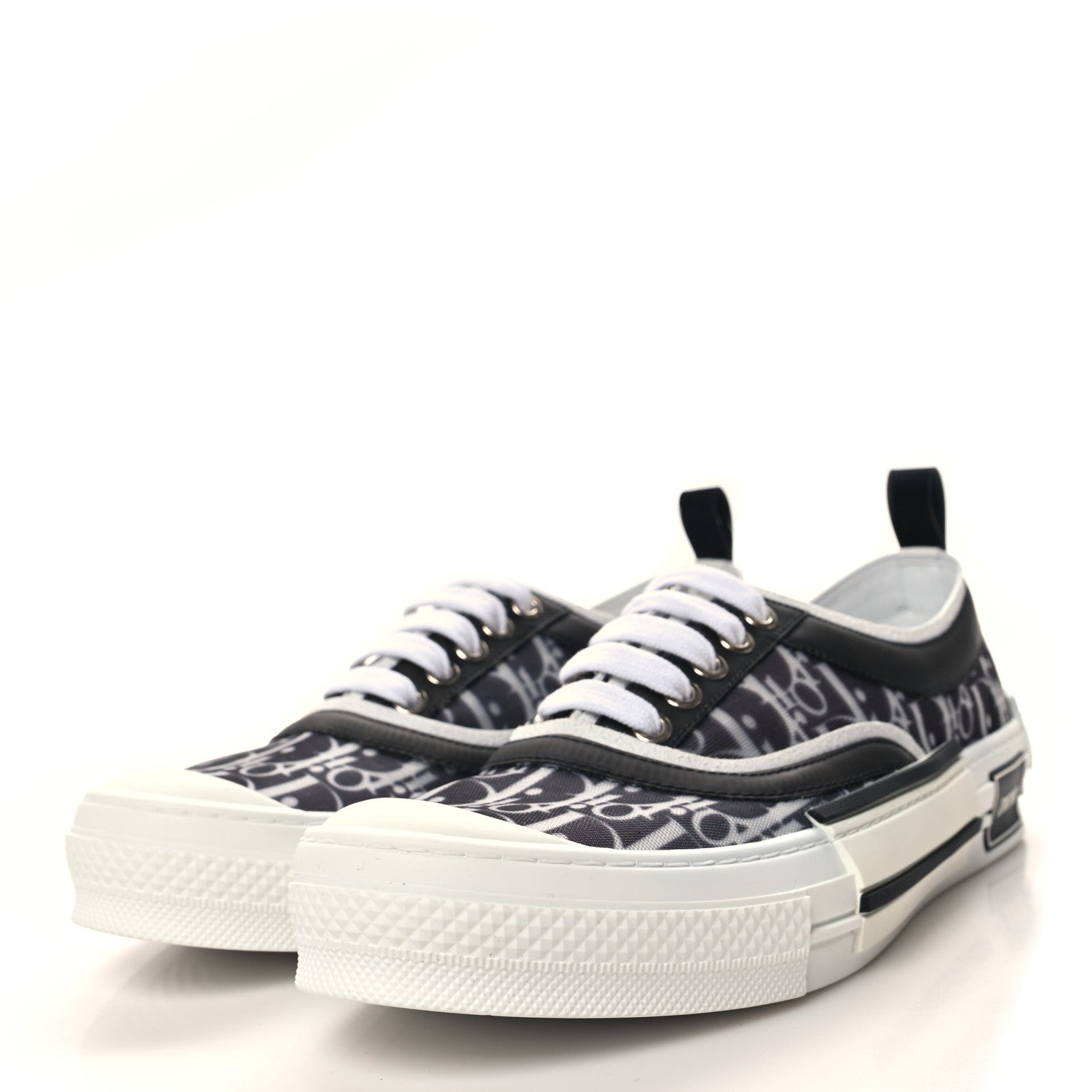 Christian Dior Technical Canvas Mesh Oblique Printed Mens B23 Low Top Sneakers 42 Black White 3 of 9