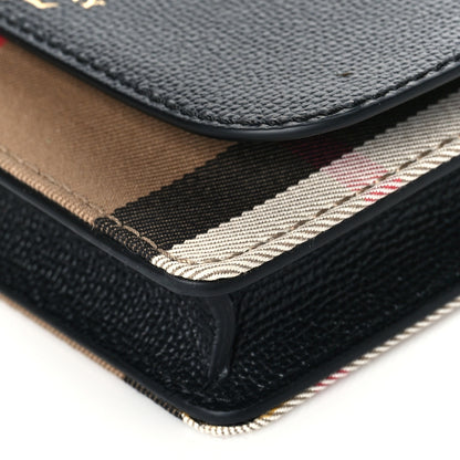 Burberry Grained Calfskin House Check Tartan Mix Hampshire Wallet On Chain Black 7 of 7